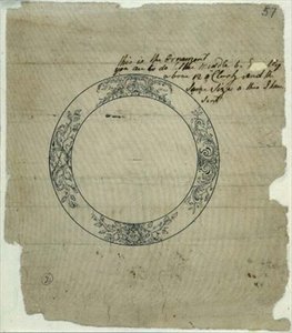Ms 3972/3 skivedesign for den fjerde tidtakeren (penn og blekk)