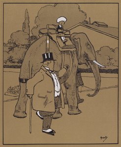 "Han kalte elefanten et dumt beist, eller noe" (farge litho) av John Hassall