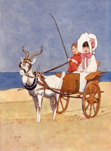 "Onkel Reggie leide geite-sjeselet for oss" (farge litho) av John Hassall
