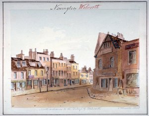 Utsikt over landsbyen Walworth, Southwark, fra den nordlige inngangen, London, 1825