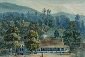 Spisestue og scenekontorer i White Sulphur Springs, 1832. av John Hazelhurst Boneval Latrobe