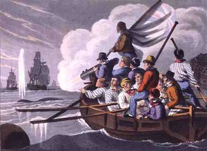 Shooting the Harpuon at a Whale, gravert av Matthew Dubourg (fl.1785-1820), utgitt av Edward Orme