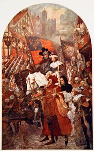 Band som marsjerer til støtte for Edward IV i slaget ved Barnet av John Henry Amshewitz