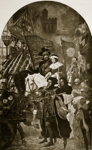 Henry VI blir tatt til slaget ved Barnet, 1471, illustrasjon fra 'Hutchinson's Story of the British Nation', ca. 1923 av John Henry Amshewitz