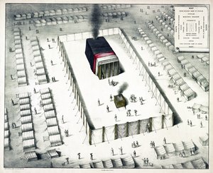 Tabernaklet i villmarken og planen for leiren, utgitt 1850 (farget lito) av John Henry Camp
