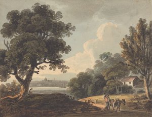 Landskap med en fjern utsikt over London av John Henry Campbell