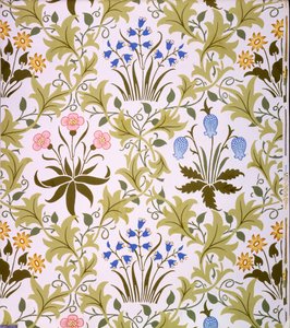 Celandine Wallpaper Design, sent 1896 (farget treblokktrykk på papir)