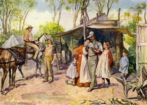 Levere brev i den australske busken (farge litho) av John Henry Frederick (after) Bacon