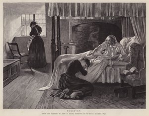Forgiven, maleri av John H Bacon utstilt på Royal Academy i 1891 (litho)