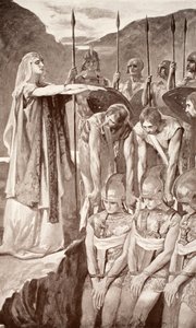 Deirdre's Lament, illustrasjon fra 'Celtic Myth and Legend' av Charles Squire, 1905
