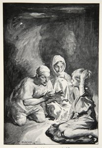 Havelock satte seg overrasket opp, fra "Hero Myths and Legends of the British Race" av M.I. Ebbutt, 1910 av John Henry Frederick Bacon