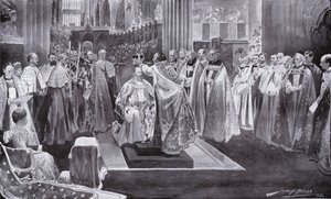 Kroningen av kong Edward VII av erkebiskopen av Canterbury, Westminster Abbey, London, 1902