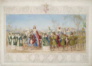 Jane Georgiana, Lady Seymour, Queen of Beauty blyant og wc på papir av John Henry Nixon