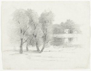 Landskap, sent 1800-begynnelse av 1900-tallet av John Henry Twachtman
