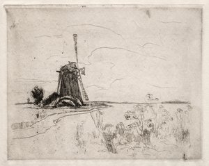 Mill and Weeds, Holland. av John Henry Twachtman