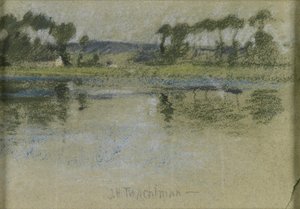 Trær over elven av John Henry Twachtman
