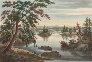 Utsikt nær Fort Miller nr. 10 ble senere endret til nr. 9 i Hudson River Portfolio, 1822. av John Hill