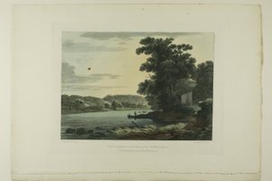 Utsikt over Falls of Schuylkill, plate tre av det første antallet pittoreske utsikter over amerikansk natur av John Hill
