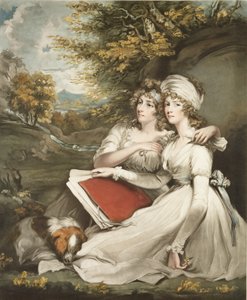 The Daughters of Sir Thomas Frankland, Bart., gravert og pub. av William Ward (1766-1826), 1797 (mezzotintgravering) av John Hoppner