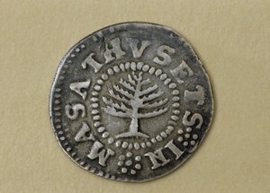Pine Tree Shilling, 1667-1682 (sølv) av John Hull