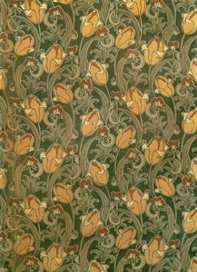 Tulipaner, design for The Silver Studio, ca. 1898 (trykt fløyelsaktig) av John Illingworth (attr. to) Kay