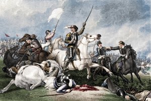 'Cromwell i slaget ved Marston Moor', 1886 av John J Crew