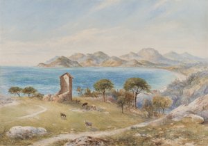 Utsikt over Esterelles-fjellene fra Cannes (wc på papir)