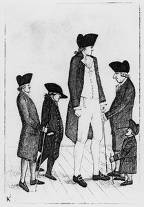 Byrne, den irske kjempen, Mr. Watson, Mr. McGowan, Mr. Fairholme og Geordie Cranstoun, 1784 av John Kay