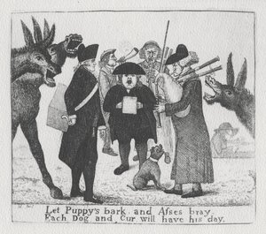 La valpene bjeffe og eselene brake, hver hund og hund vil ha sin dag, 1784