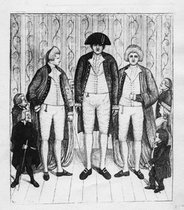 Three Giants med en gruppe tilskuere, 1784 av John Kay