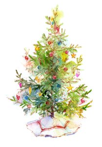 Juletre med skjørt, 2016, (akvarell)