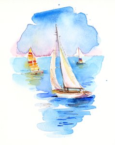 Seilbåter, 2017, (akvarell)