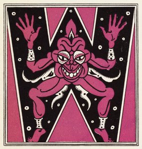 Utsmykning for historien om Aladdin og den fantastiske lampen (litho i farge) av John Kettelwell