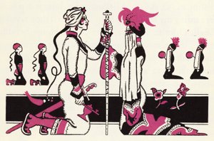 Utsmykning for historien om Aladdin og den fantastiske lampen (litho i farge) av John Kettelwell