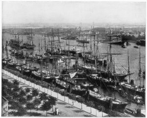 Hamburg havn, Tyskland, slutten av 1800-tallet.