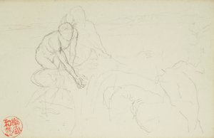 Achilles og Xanthus, fra La Farge folioene #849 og #860, en av 42 tegninger av John La Farge