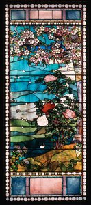 Blomstrende kirsebærtre og peon av John La Farge or Lafarge