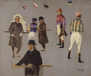 Jockeyer og eiere hos Epsom av John Lavery