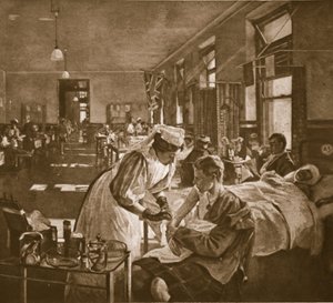 Såret; London Hospital, 1914-19 av John Lavery
