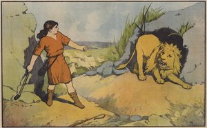 David, hyrdegutten, kjemper mot løven