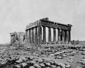 Parthenon på Akropolis, Athen (s/hvitt bilde)