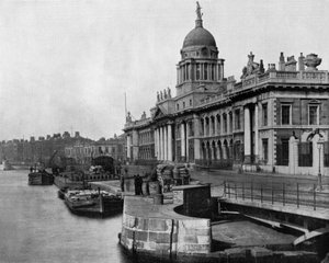Tollvesenet i Dublin (Irland) åpnet i 1791 (s/hvitt-bilde) av John Lawson Stoddard