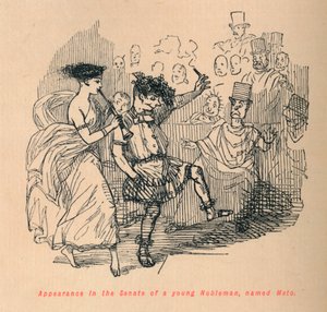 Opptreden i senatet til en ung adelsmann, kalt Meto, 1852 av John Leech