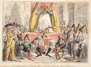 Kroningen av Henrik IV. (fra de beste myndighetene), fra The Comic History of England, pub. 1864 (håndfarget etsning) av John Leech