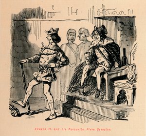 Edvard II. og hans favoritt, Piers Gaveston, c1860, c1860 av John Leech