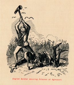 Engelsk soldat som sikrer fangen ved Agincourt, c1860, c1860 av John Leech