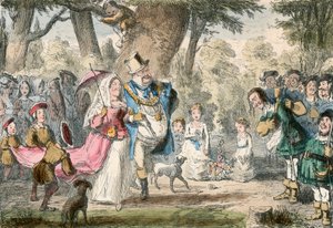 Henry VIII og hans dronning "ut en Maying" av John Leech
