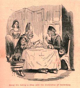 Henry VII tar en kotelett med erkebiskopen av Canterbury, 1897. av John Leech