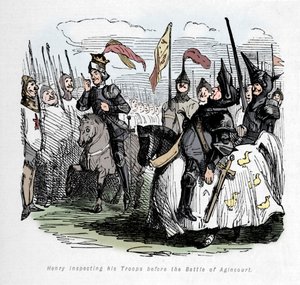Henry inspiserer troppene sine før slaget ved Agincourt, c1860, c1860 av John Leech