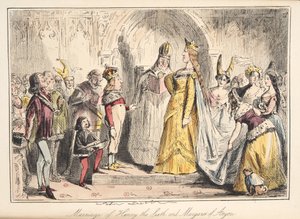 Ekteskap med Henry VI, med Margaret av Anjou, fra The Comic History of England, pub. 1864 (håndfarget etsning)